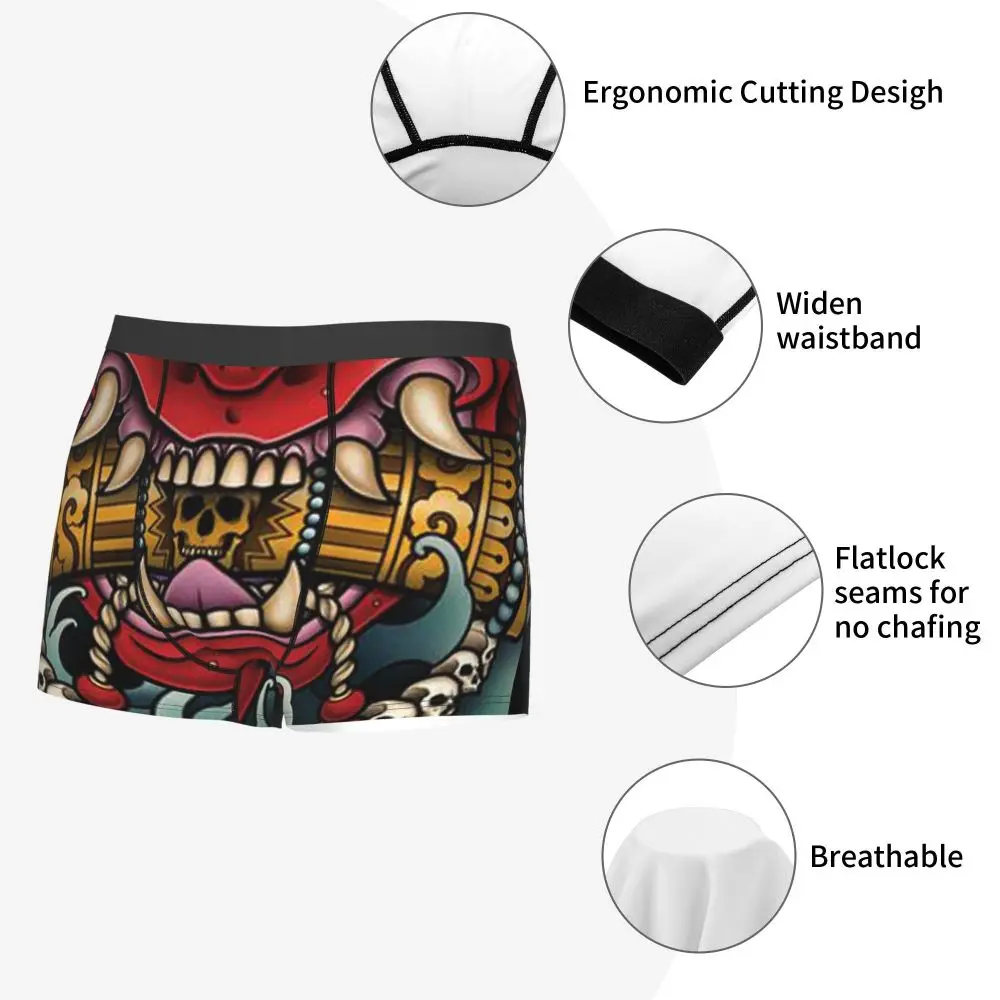 Samurai Men Underwear Oni Japan Demon Boxer Briefs Shorts Panties Humor Mid Waist Underpants for Homme S-XXL designer boxer shorts