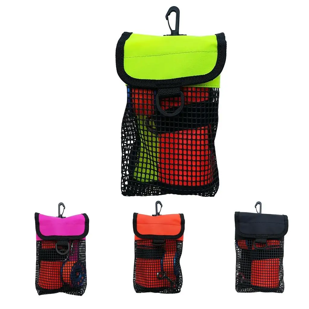 Heavy Duty Dive Finger Spool Reel & SMB safety sign Buoy Mesh gear pouch Carrier Pouch  Clip for Scuba Diving Snorkeling