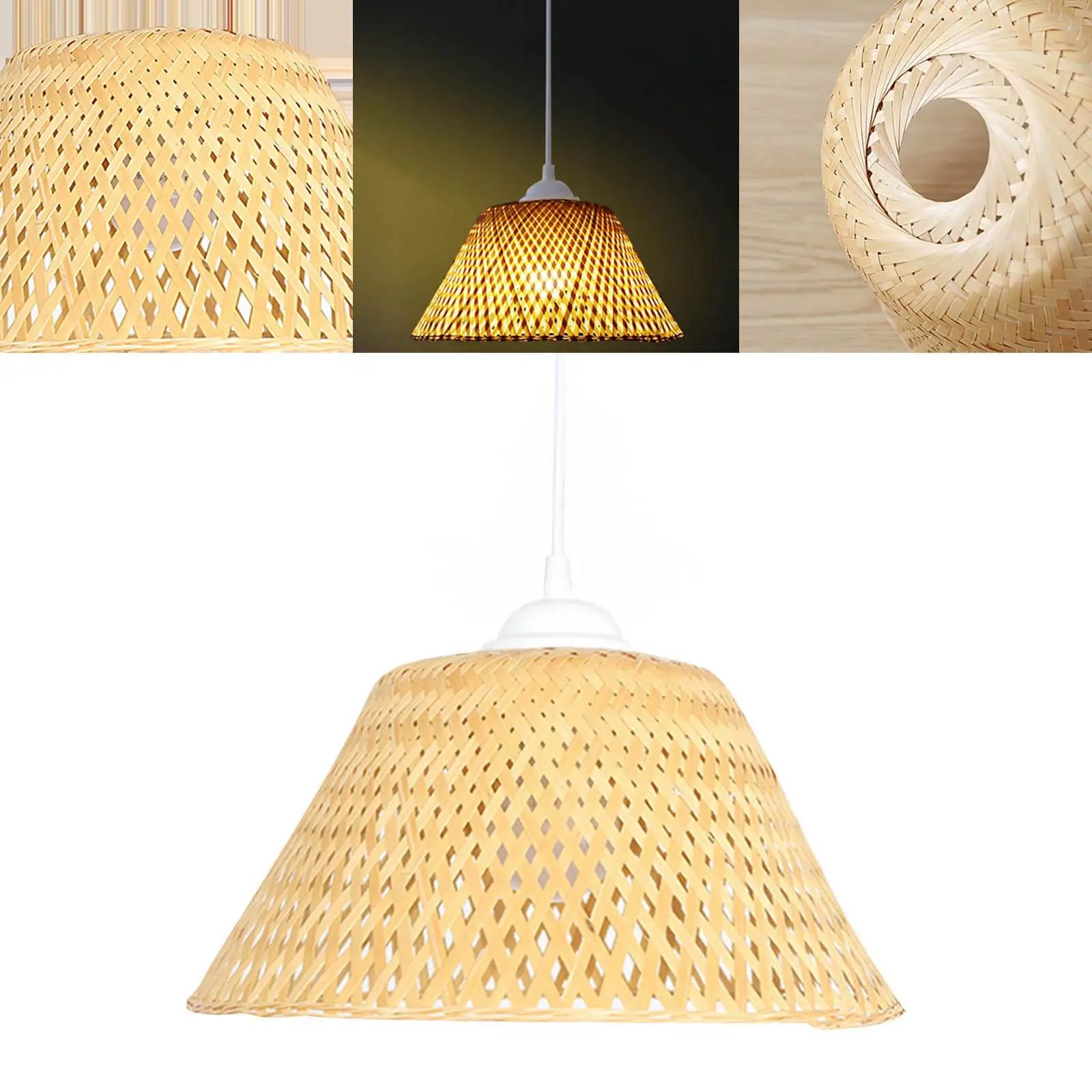 Vintage Style Weave Light Bulb Cage Guard Bamboo Pendant Light Shade Ceiling Fan Light Bulb Cover for Club Bar Dining Room Cafe
