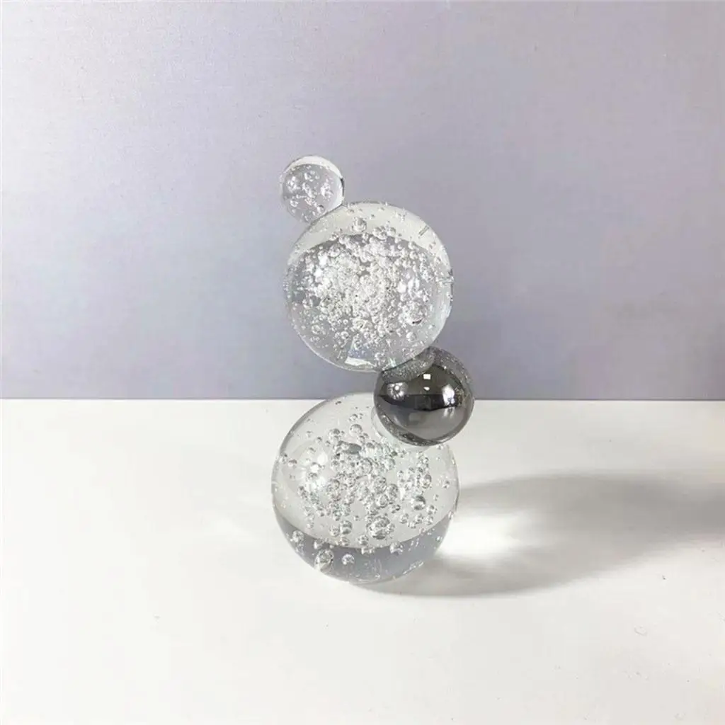 Art Smooth Crystal Ball Ornament Statue Home Shelf Tabletop Decor Adornment