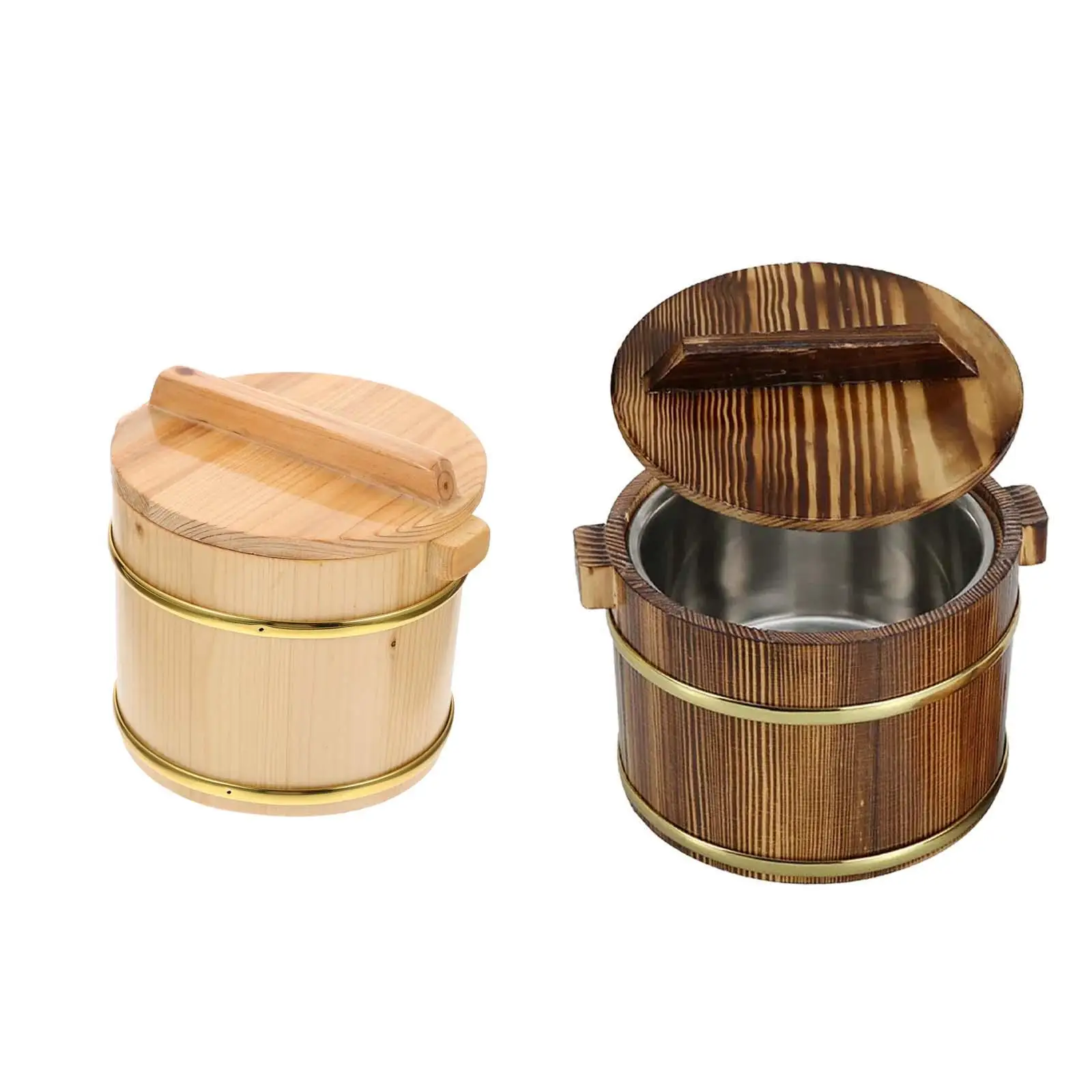 Japanese Rice Bucket Reusable Practical 16cm Rice Mixing Tub with Lid Rice Steamed Cask for Kitchen Cooking Restaurant