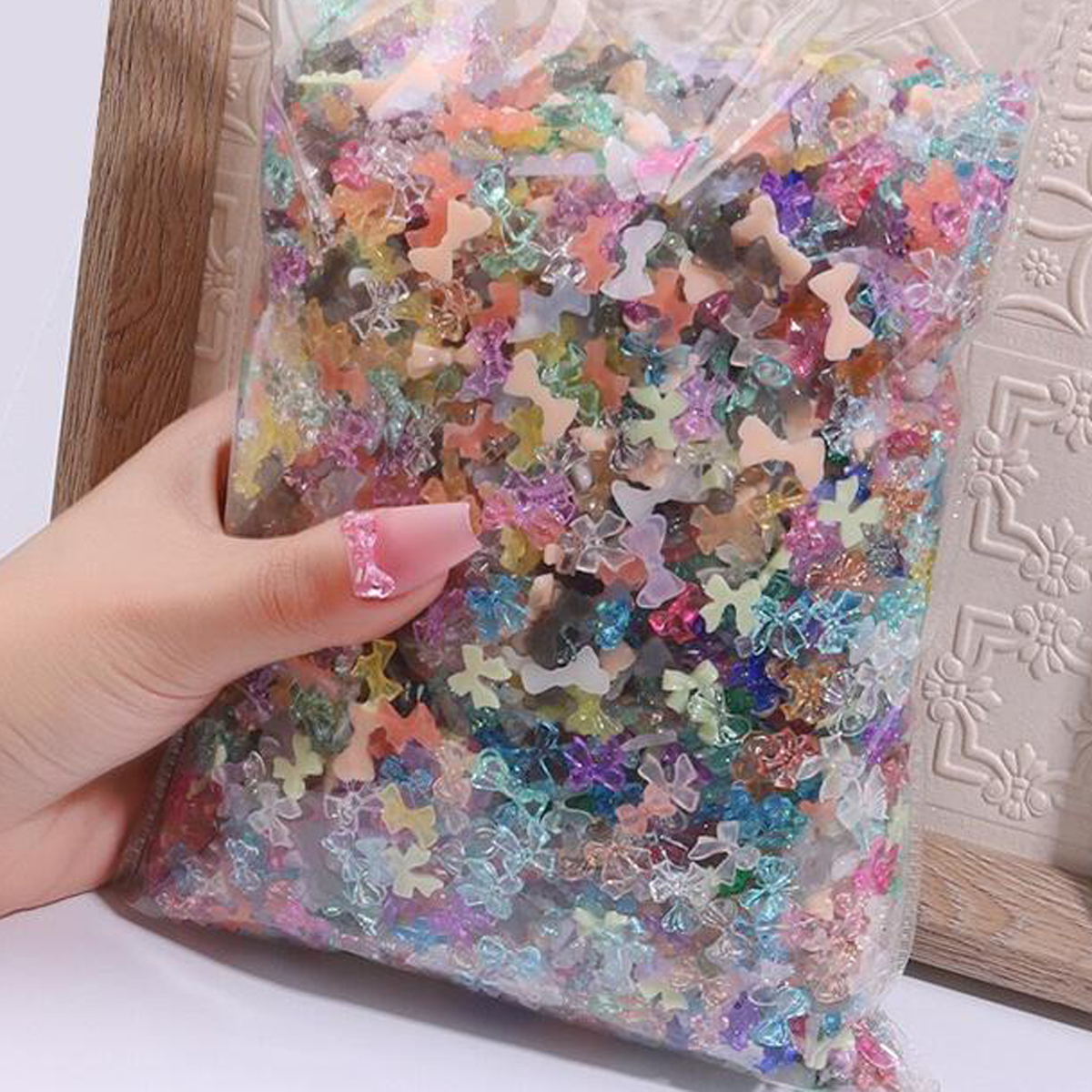 Best of 500-600pcs Mix Bow Shape Nail Art Charms 50g / bag Aurora Ribbon Resin Bowknot 3D Rhinestone DIY Korean Manicure Accessories Reviews & Tips