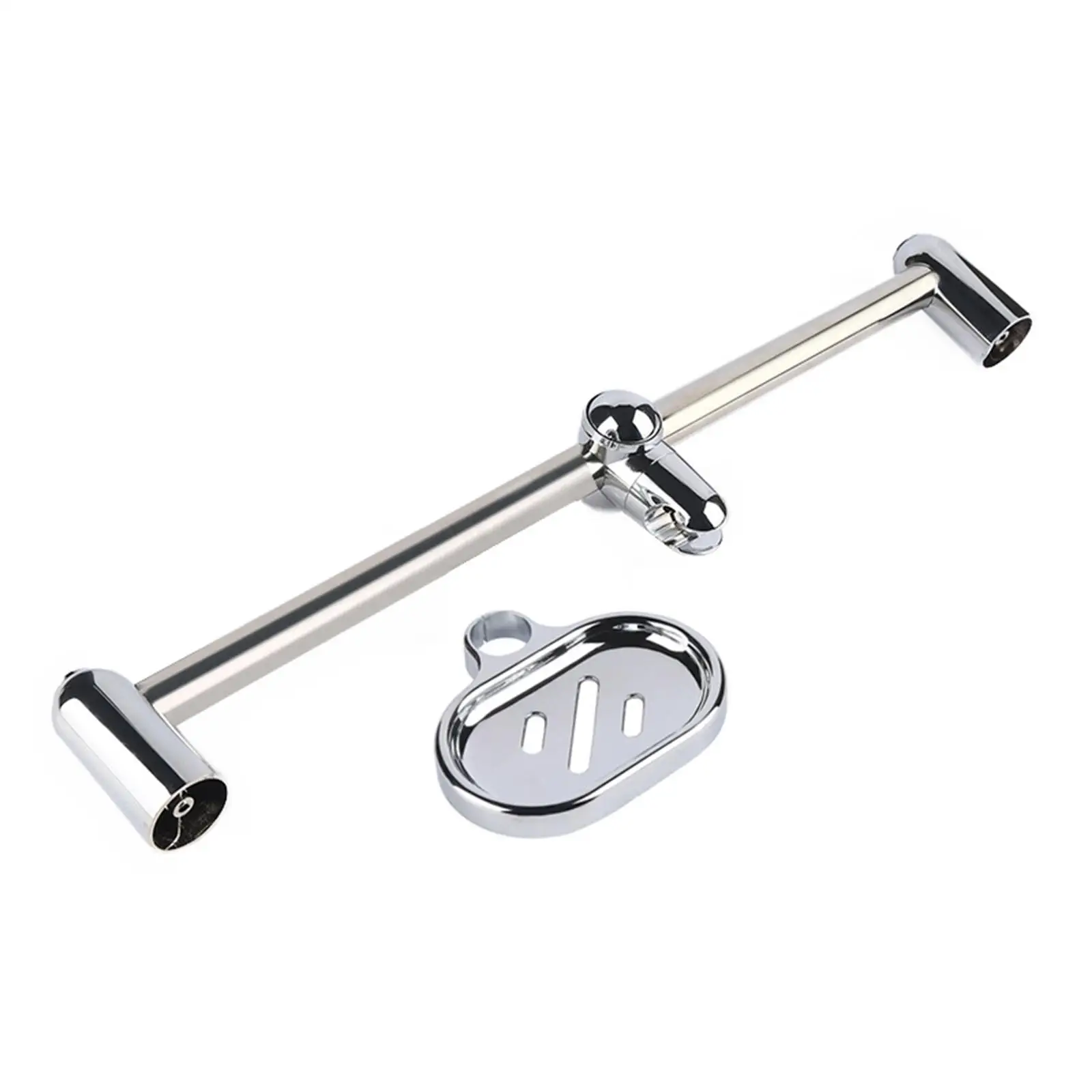 Wall Mount Shower Head Slide Bar Bracket Detachable Lifting Rod Easily Installation Polished Surface with Soap Dish 24 inch