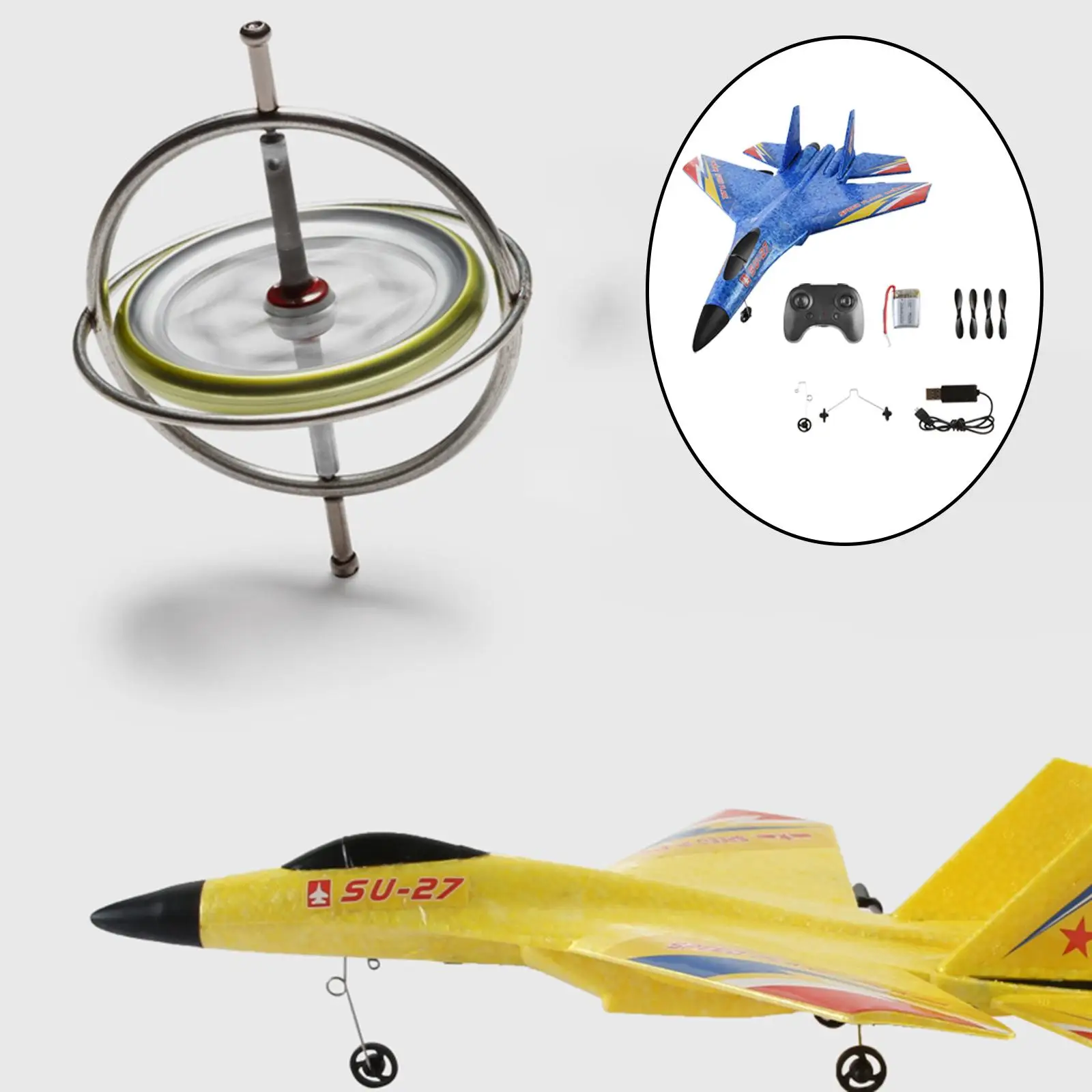SU-27 EPP Foam RC Fixed Wing Plane Remote Control Glider 2CH with LED Lights Outdoor Toys