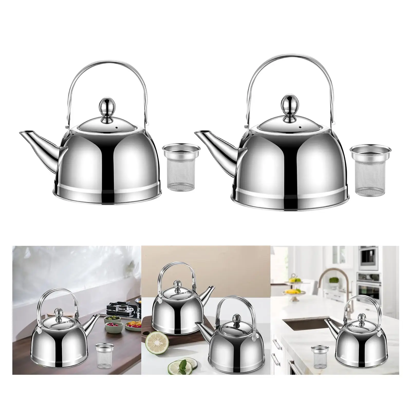 Portable Tea Kettle with Removable Infuser Teapots Water Pot Large Capacity for Picnic Hiking Restaurant