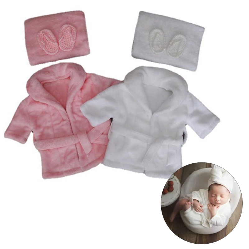 Neugeborenen Fotografie Requisiten Bademäntel Mädchen Foto Outfit Baby Posiert Kostüm Bad Robe Set A2UB – Detail 2