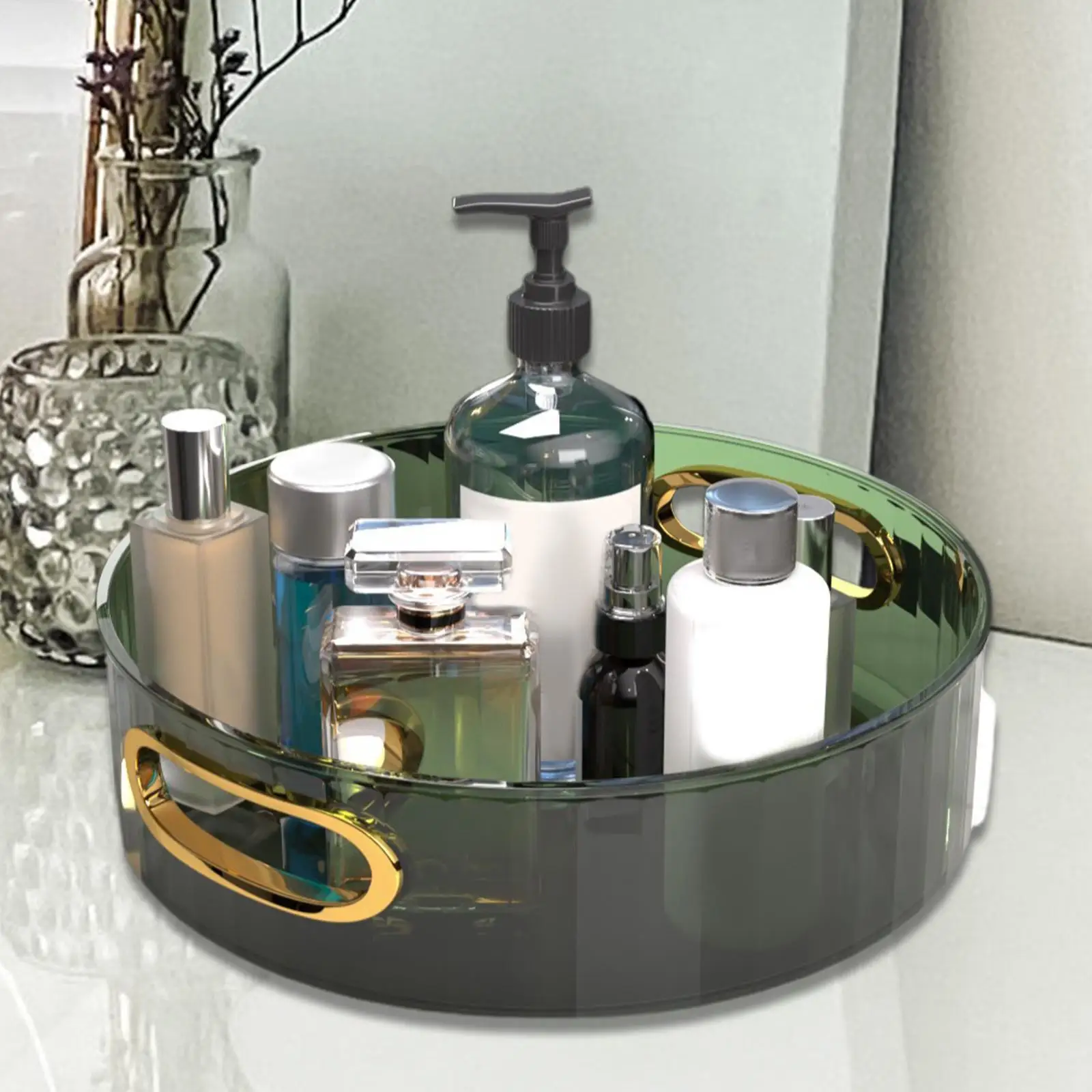 Nordic Style Perfume Display Tray Rotating Spice Holder Turntable Cupboard Organizer for Living Room