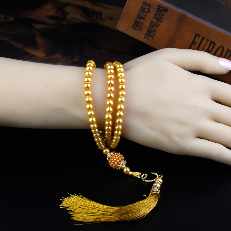 6mm Allah Mohammed Rosenkranz Tasbih Muslimischen Gebet Perlen Türkische 99 Perlen Perlen Charme Misbaha Meditation Armband Halskette Y08E – Detail 1