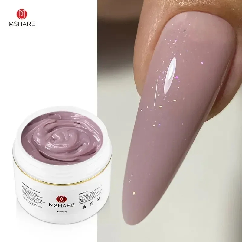 Best of MSHARE Purple Sparkling Rubber Cream Builder Hard Jelly Gel Shimmer Nail Extension Pink Shiny Glitter Uv Construction Gel 50ml Reviews & Tips