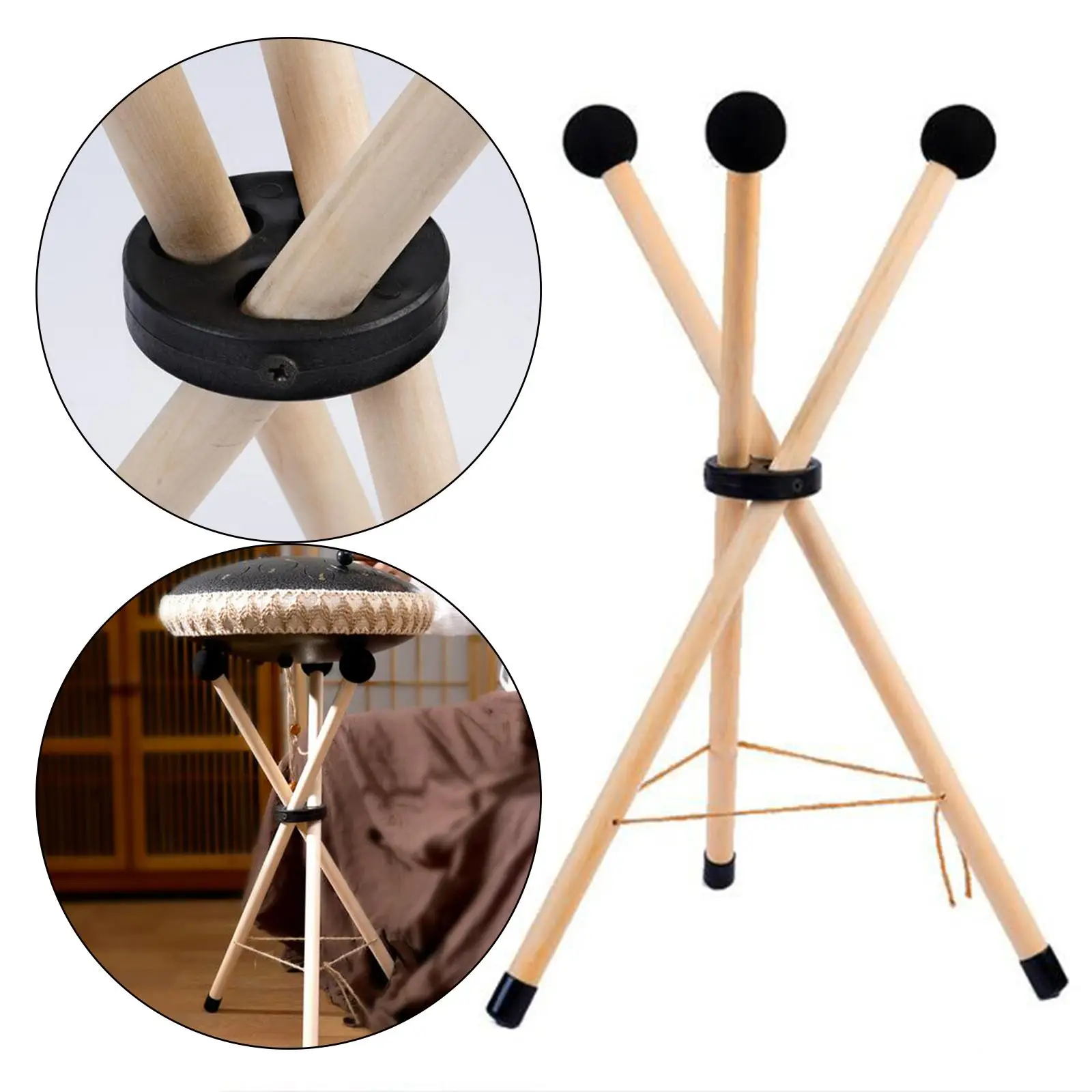 Solid Wood Tongue Drum Tripod Stand Folding Triangular Snare Holder Bracket Drum Holder Tripod for Tongue Drum Percussion Parts