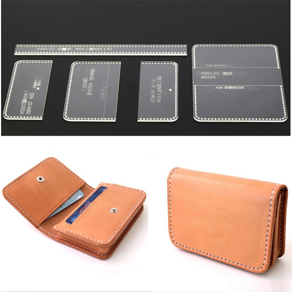 5x/ Acrylic Wallet Pattern Stencil Template Leather Craft DIY Tool