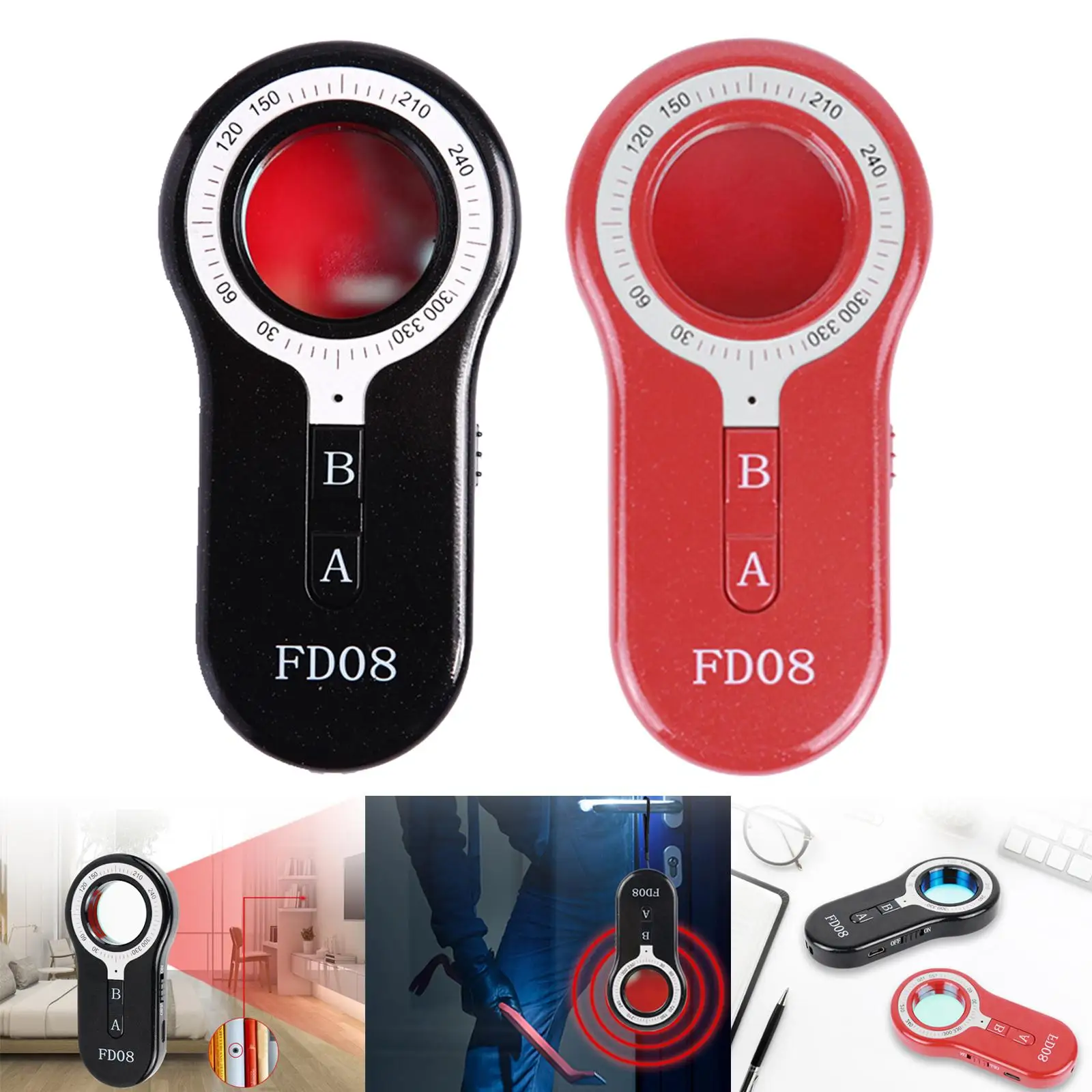 FD08 Wireless Detector Camera Multifunctional Infrared IR Scanner for Restrooms Alarm Emergency Alert Protection Vibration Alarm