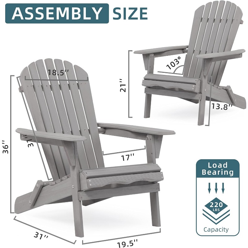 Title 2, Lot de 2 chaises Adirondack pliantes en bois, s...