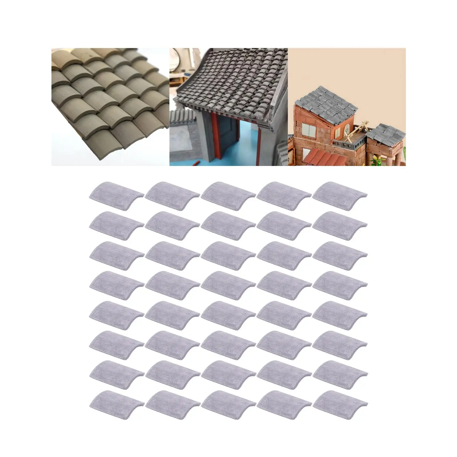 Grey Roof Tiles Model Building Set Grey Wall Bricks for Dollhouses Life Scene Props Toys