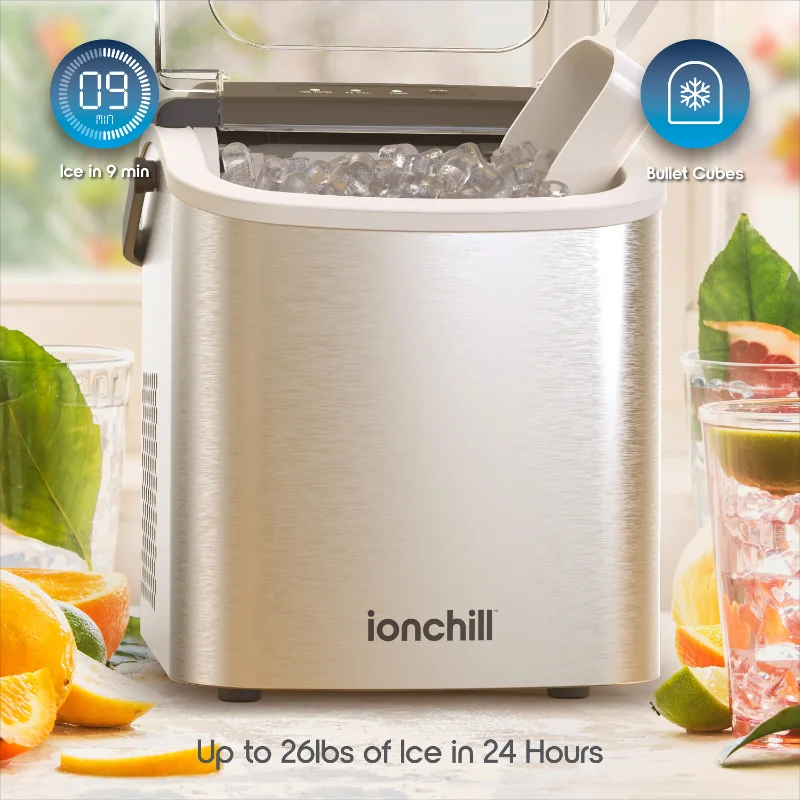Ionchill Quick Cube Ice Machine, 26lbs/24hrs Portable Countertop Bullet Ice Maker home appliance ice cube maker