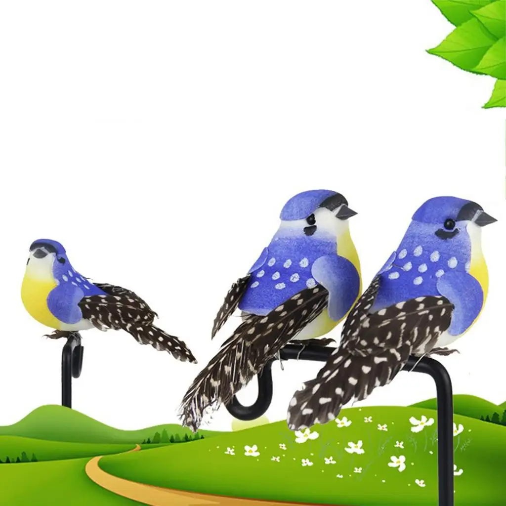 12pcs Feather Birds - Animal Fairy Garden Houses Decoration Fine Handwork Craftwork Birds Statue Toys Birthday Home 