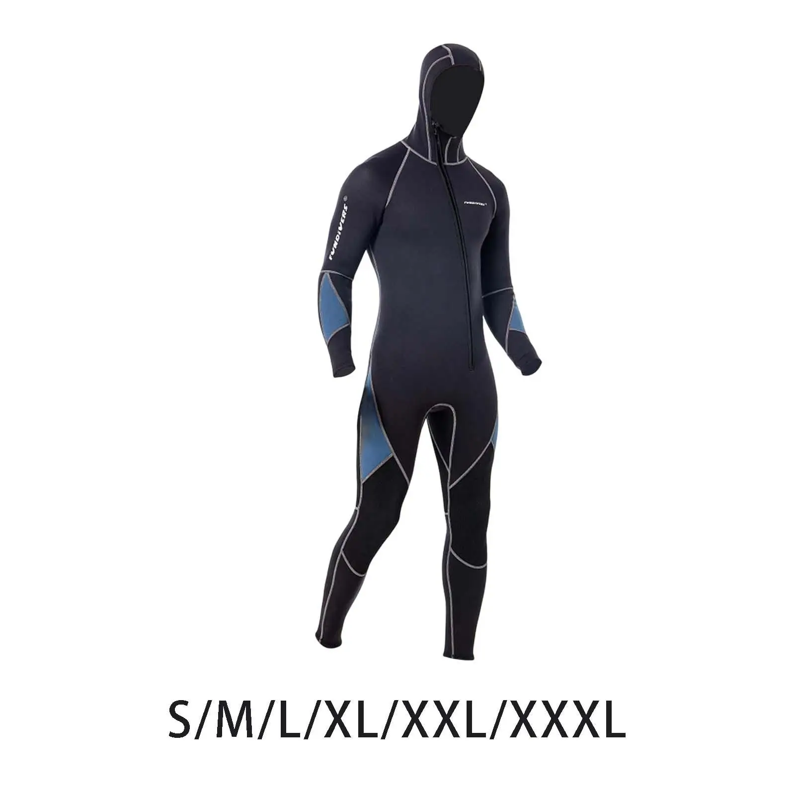 Full Body Wetsuit Gray Protective Comfortable 3mm Hooded Wetsuit for Diving