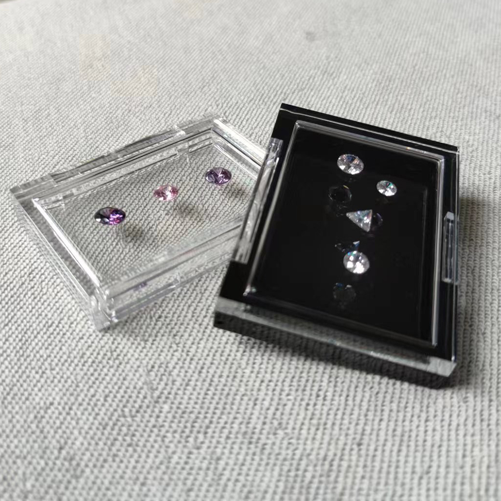 Sale Adhesive Loose Diamond Box Transparent Gemstone Storage Case Stone Packaging Show Case Sticky Gems Organizer Holder Tray