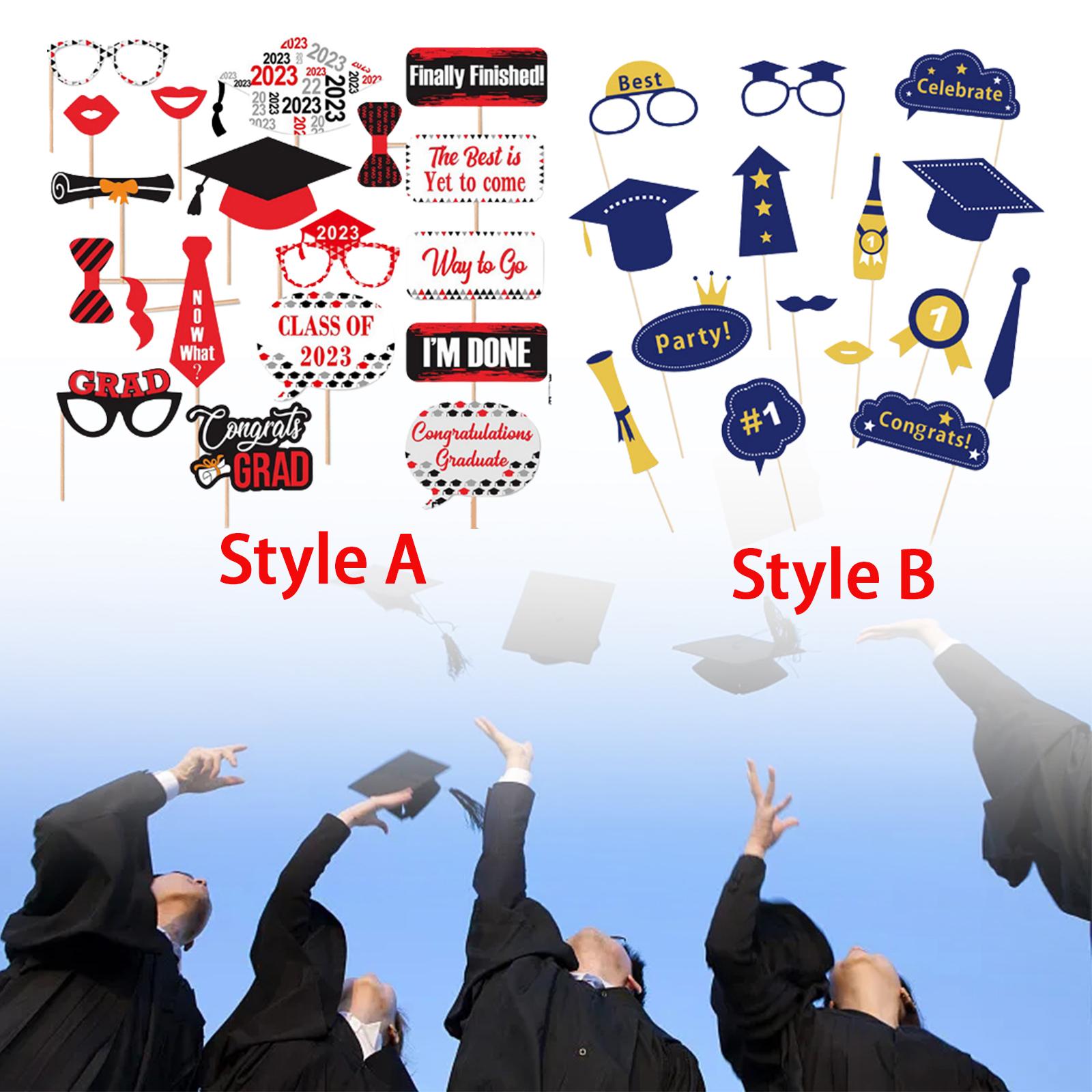 19Pcs 2023 Graduation Selfie Frame Graduation Props, 2023 Grad Party Pose Sign