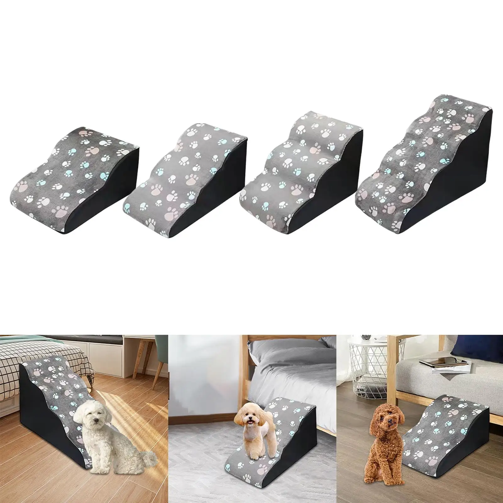 Soft Dog Stairs with Removable Cover Pet Ramp Ladder Slope Wide Pet Supplies for Kittens High Bed Climbing Small Dogs Puppy Cats