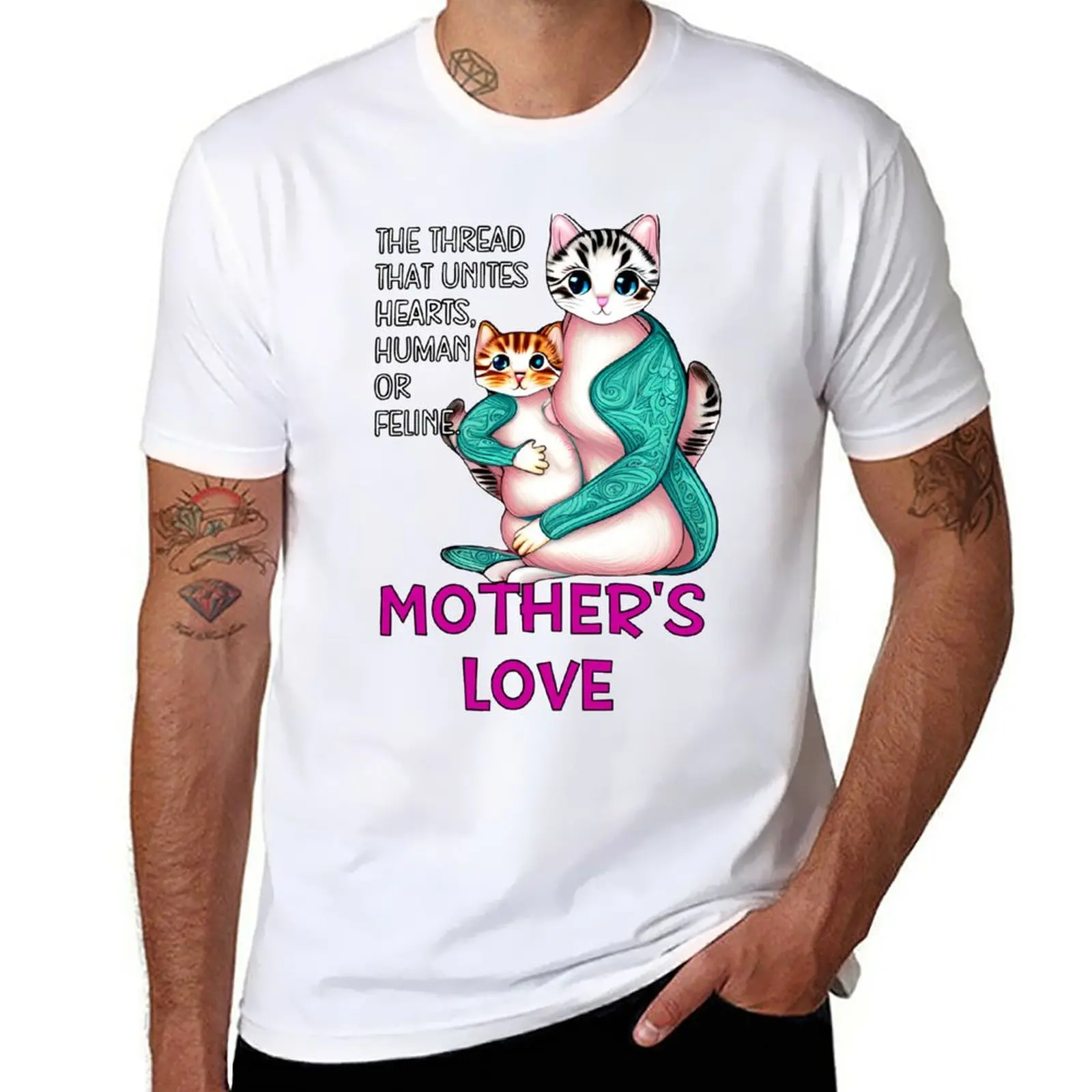 Любовь матери: нить, которая соединяет сердца, человека или кота. Футболка,  аниме одежда, новое издание, футболка, мужская одежда