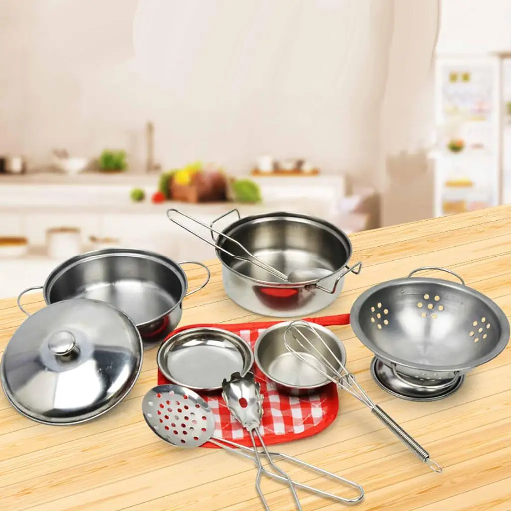 10pcs/Set Pots Pans Spoon Kitchen Cookware For Kid Pretend Play Toy