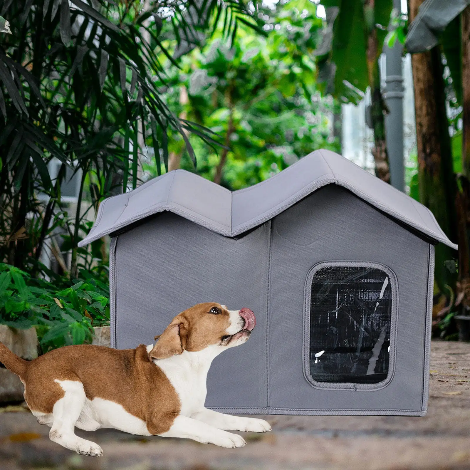 Feral Cat House Waterproof Oxford Cloth Dog House Collapsible Pet Shelter for Courtyard Home Outdoor Cats and Small Dogs Indoor