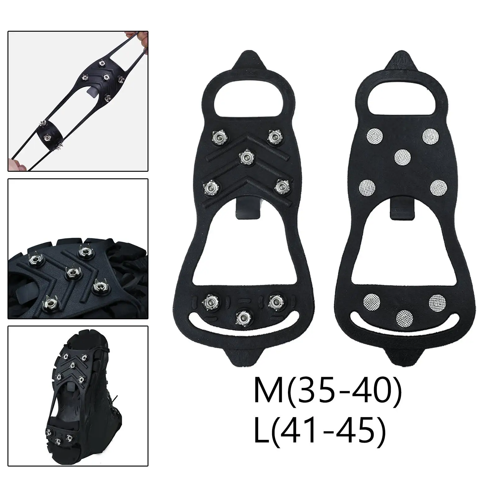 1 Pair 8 Spikes Crampons Non Slip Traction Crampon Spikes Grips for Walking on Snow and Ice Winter Mountain Roads Mountaineering