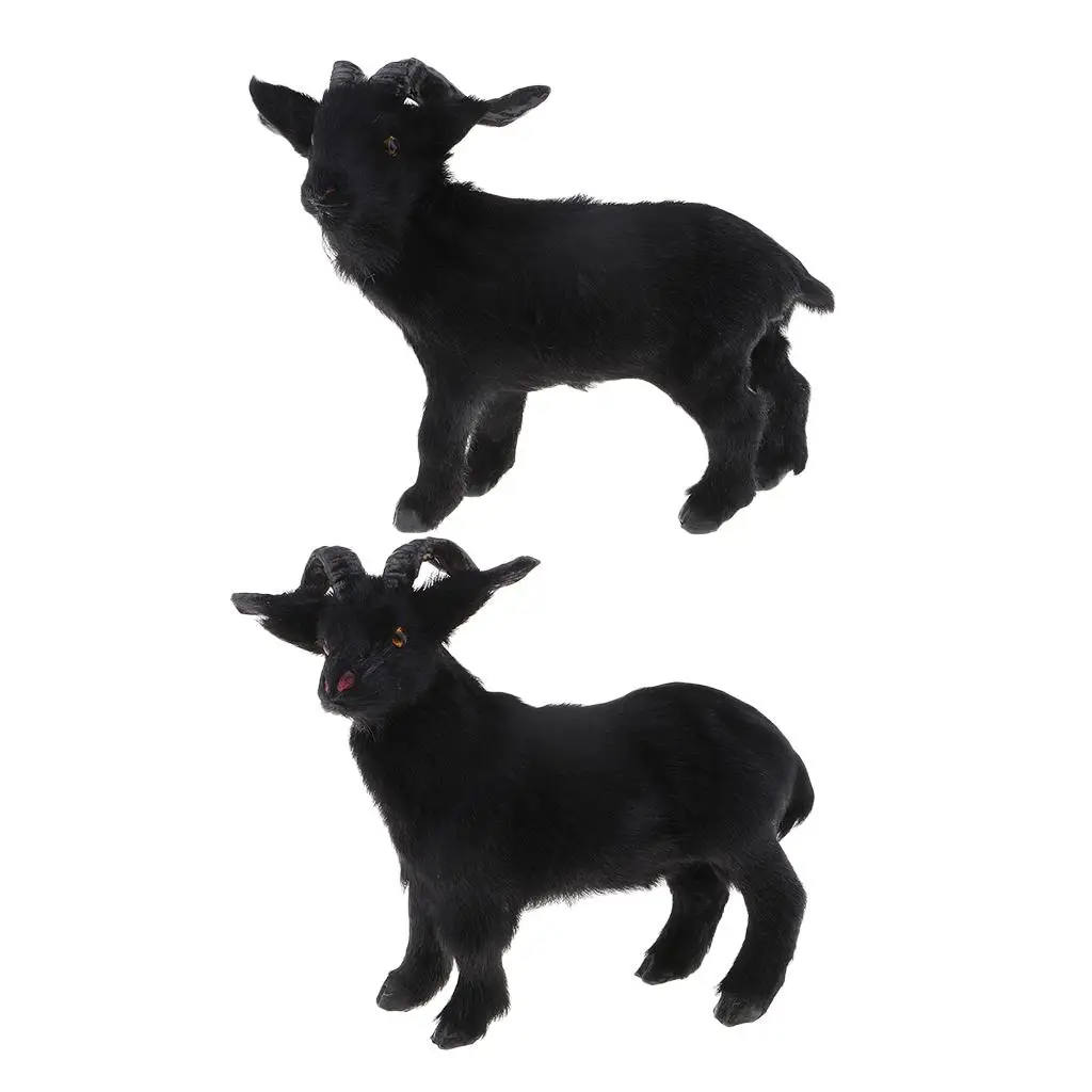 Collectible Animal Model Wild Goat Miniatures Children Plush Black Sheep Toy