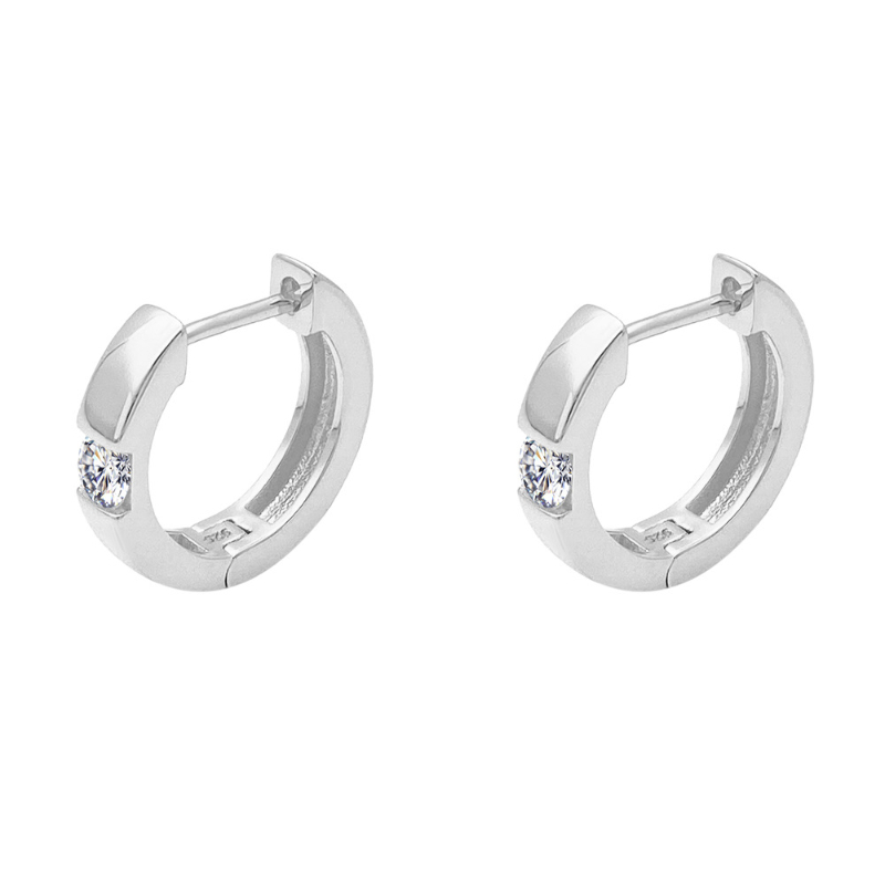 Echte 0,4 ct d Farbe Moissan ite Creolen Frauen Silber Schmuck bling Moissan ite Diamant Huggie Ohrringe plattiert 18 Karat Gold – Detail 5