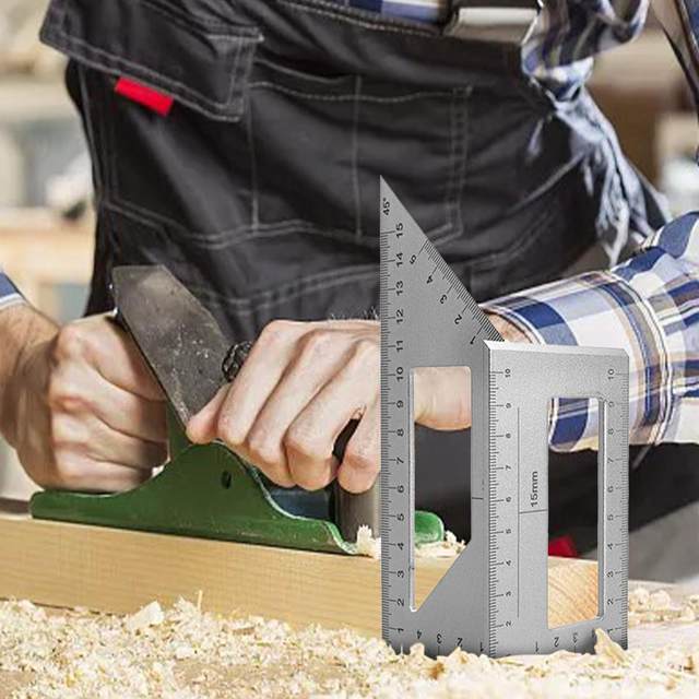 Multifunctional Angle Ruler Aluminum Alloy Silver Mark Rulers 45 90 135 Degree Square Ruler Vertical T Gauge Woodworking Tool
