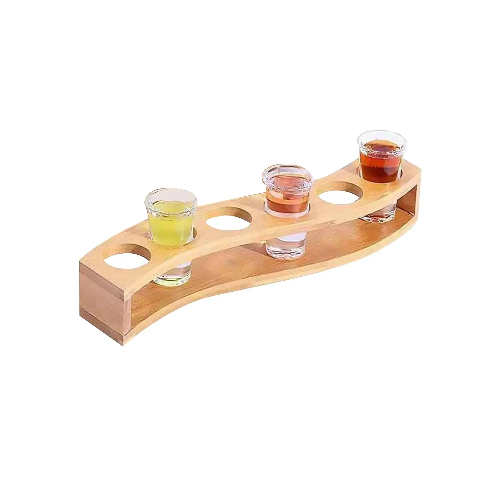6 Holes Glass Holder Drinkware Serving Tray Cup Rack Accessories Organizer Wood for Club Party