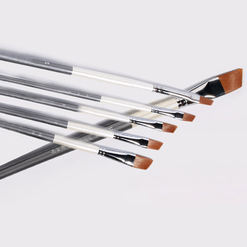 Zhouxinxing Wiesel haar 6 stücke Set Peeling Holz stange Pol Pinsel Ölfarbe Gouache Stift Acryl Pinsel Schräg vorne reihe stift Pinsel – Detail 5