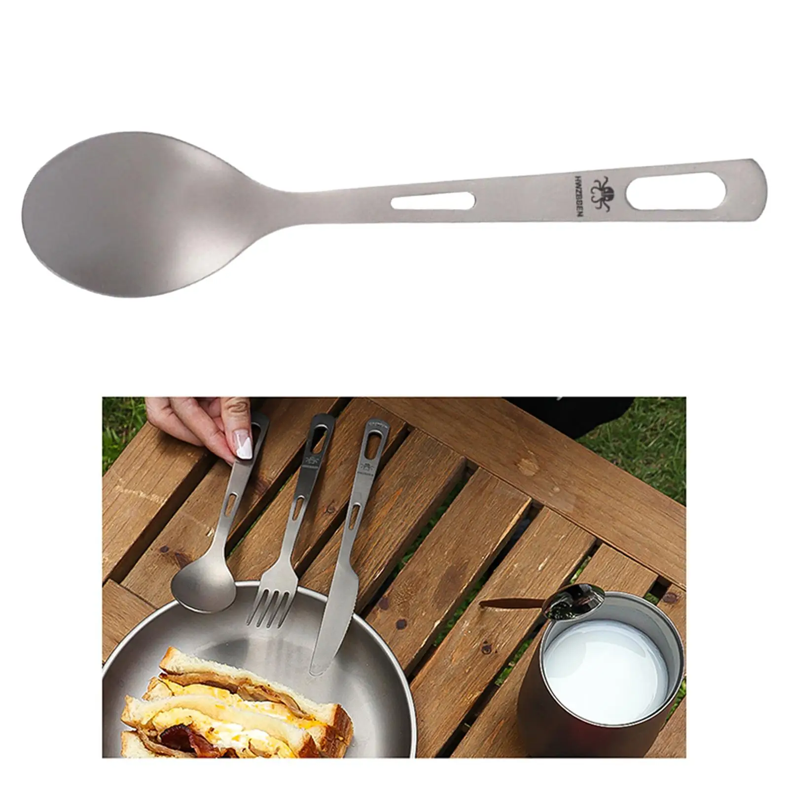 Lightweight Titanium Spoon Camping Flatware Utensil Dinnerware for Home Use