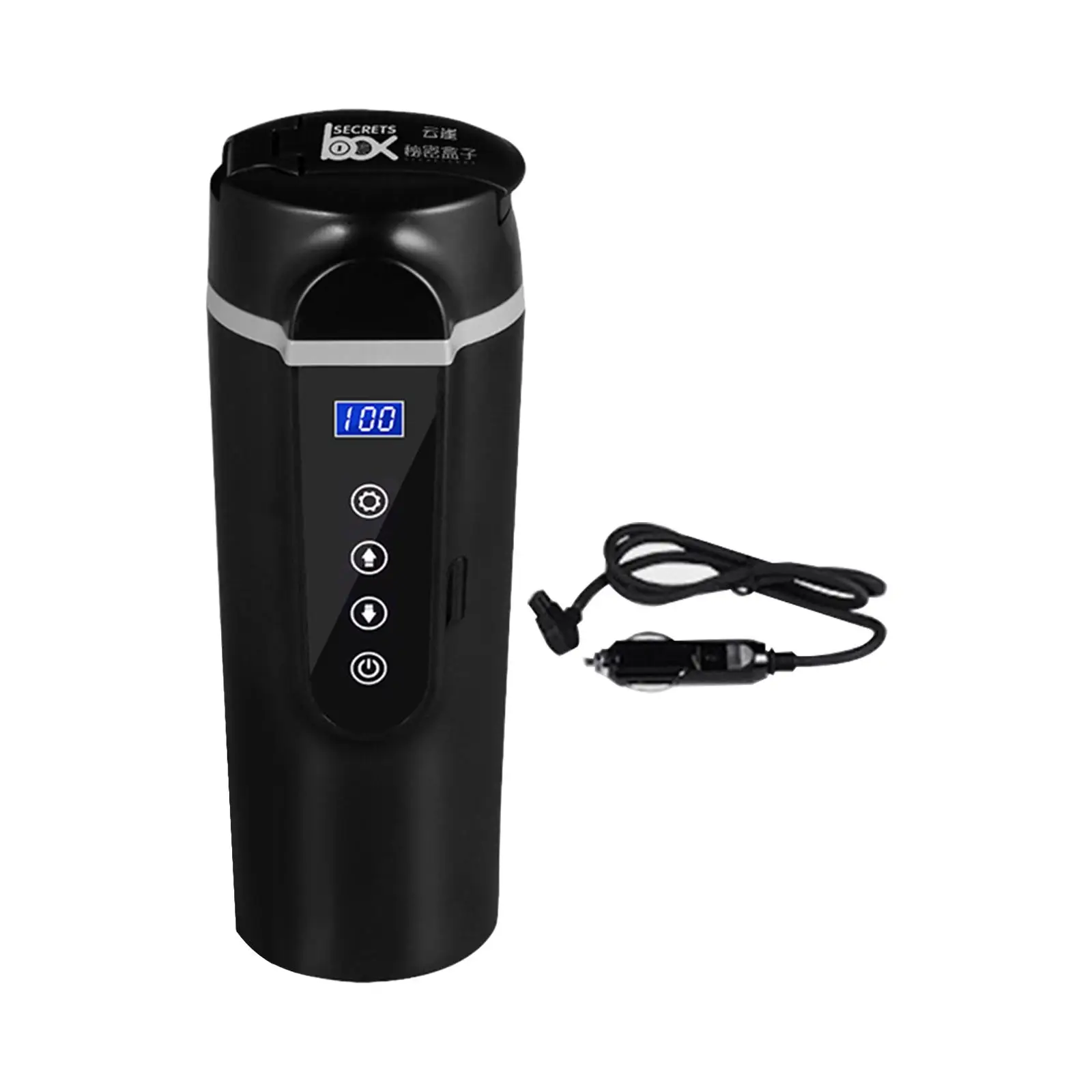 Travel Coffee Mug Water Boiler Smart LED Display 24V/12V Car Traveling Kettle for Vehicles Drivers Trip Camping Airplane