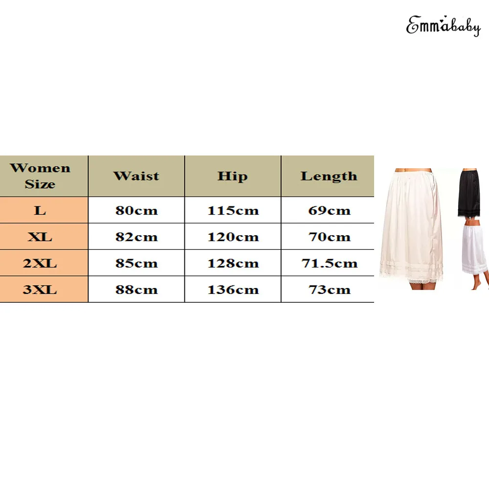 Women Lace Underskirt Solid Color Smooth Wrap Skirts Petticoat Under Dress Vintage Long Skirt Safety Skirt
