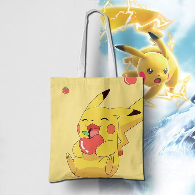 Pokemon pikachu casual grande capacidade sacos de ombro shopper tote saco  carta moda harajuku zíper impressão lona bolsas femininas - AliExpress