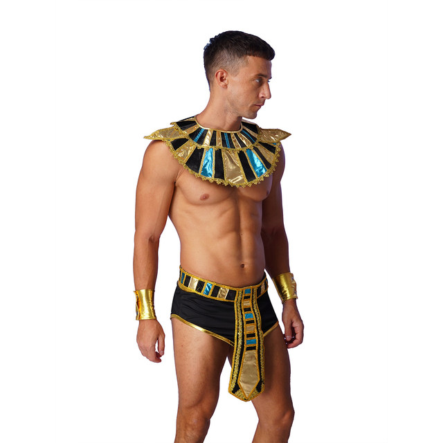 Ancient Egyptian Boy Porn - Men Egyptian Pharaoh King Cosplay Costume Sexy Low Rise Skirt with Collar  Belt Cuffs for Halloween Party Ancient Egypt Dress Up - AliExpress