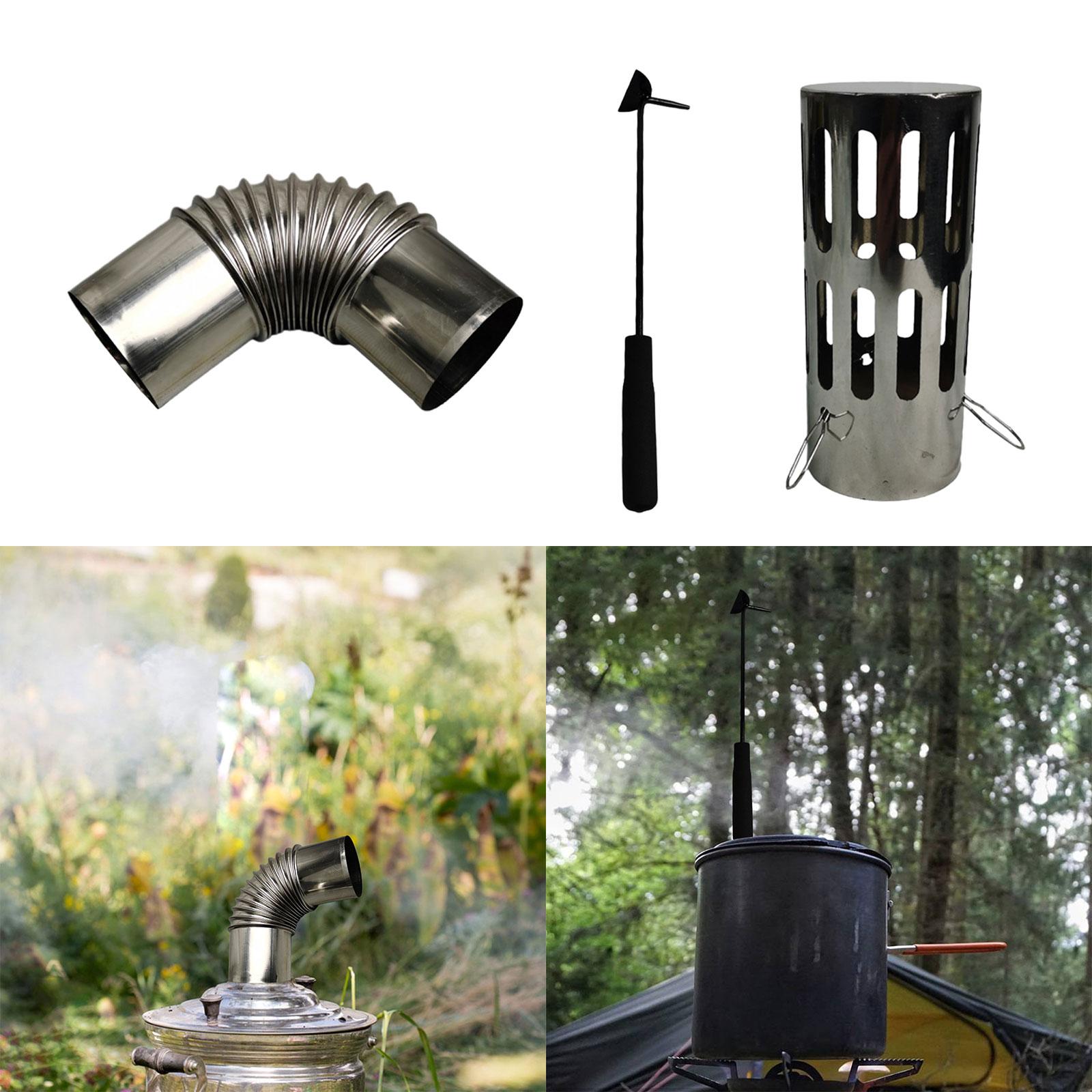 Stove Accessories Fittings Stainless Steel Stovepipe Accessories for Hiking Outdoor Camping Grill Wood Log Burning Stove