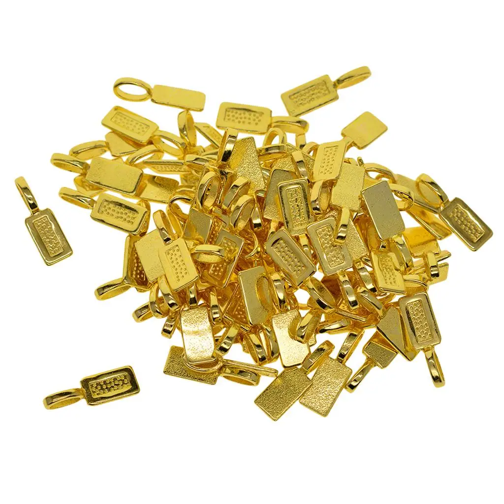 50pcs Rectangle Heart Glue On Bails Pendant Cabochon crafts Findings