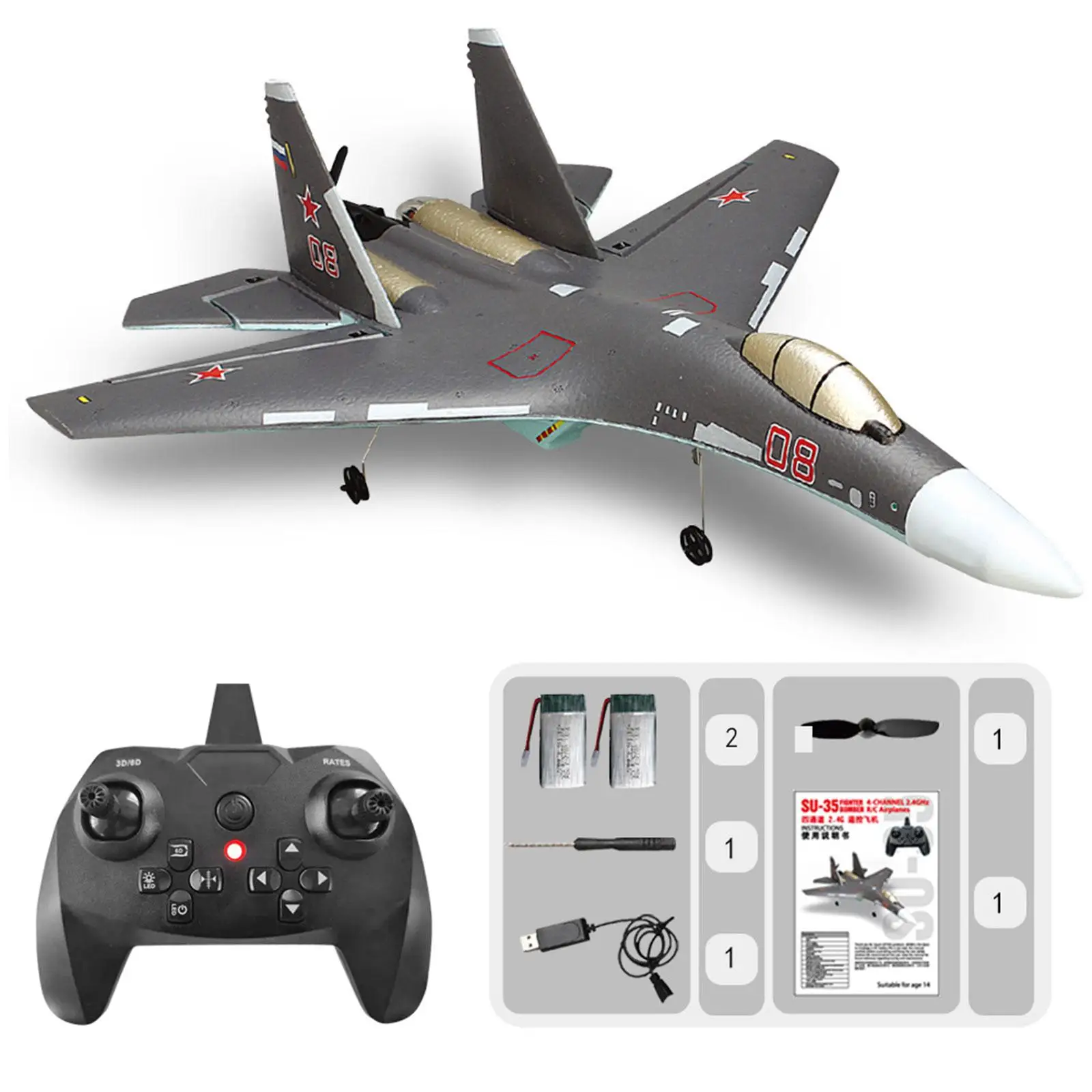 Remote Control Airplane 4CH Flying Time 15Min Control Distance 300Meter 6 Axis Fighter Jet for Boys Adults Teens Beginners