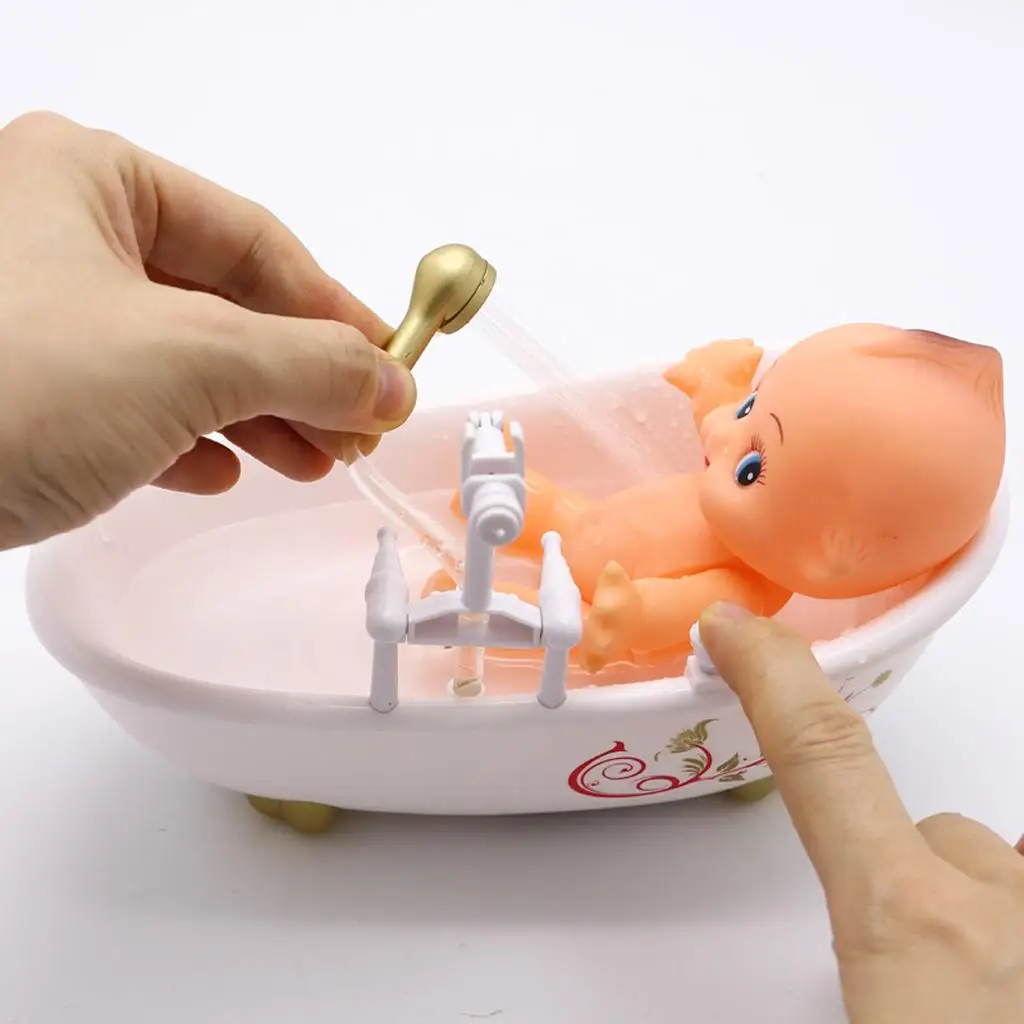 Children Pretend Role  Toy 4PCS  Bath Set with Real Working Bathtub
