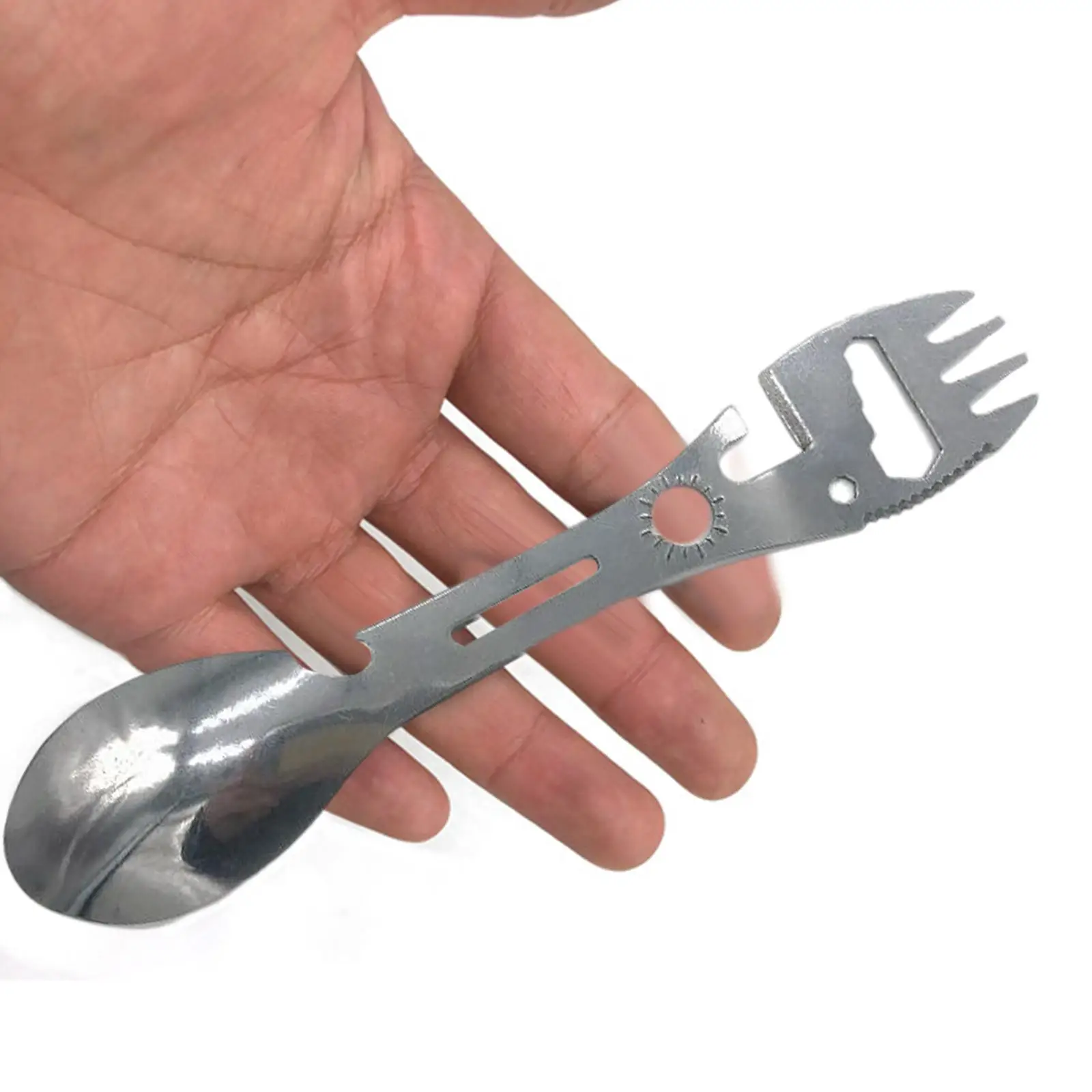 Portable Spork Spoon Can Opener Dinnerware Stainless Steel Functional Tableware