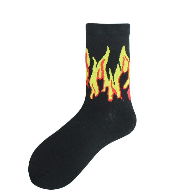 1 Paar Damenmode Hip Hop Hit Color On Fire Crew Socken Red Flame Blaze Power Torch Hot Warmth Street Skateboard Socken – Detail 12