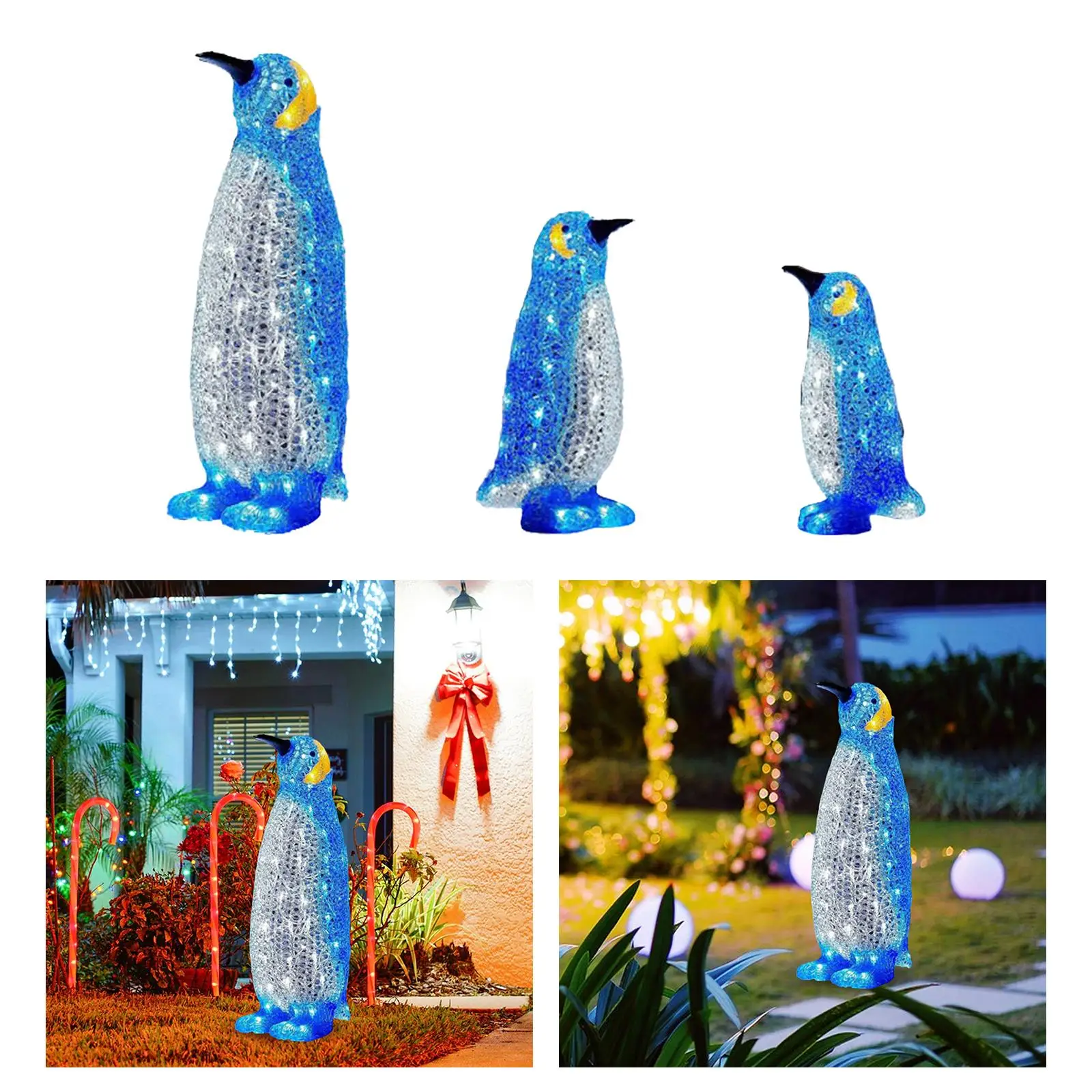 Acrylic Light Up Penguin Novelty Statue LED Penguin Lighting Figurine for Lawn Outdoor Indoor Decor Ornament