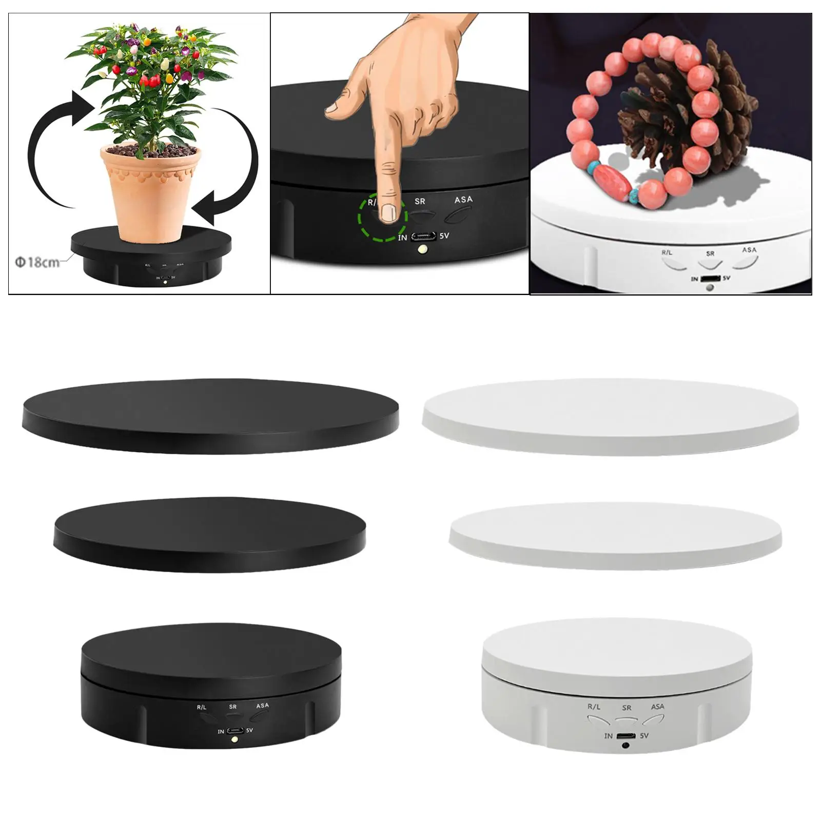 Motorized Rotating Display Stand Multifunctional 3 Sizes Replacements Turntable Rotating Plate Silient for Models Cake Jewelry