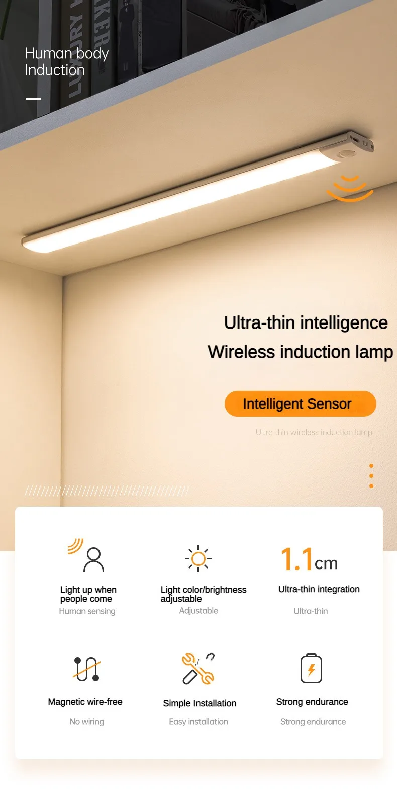 Lâmpadas Inteligente sensor humano ultra-fino luz LED,
