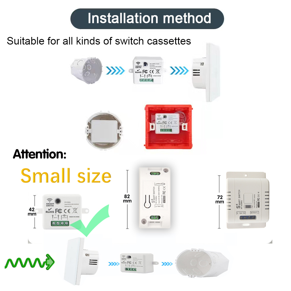 Беспроводной Выключатель Света, релейный приемник, мини-выключатель 220 В,  10 А, 433 МГц, Радиочастотный пульт дистанционного управления, кнопка,  настенные панели Smart Life, светодиодный вентилятор | AliExpress