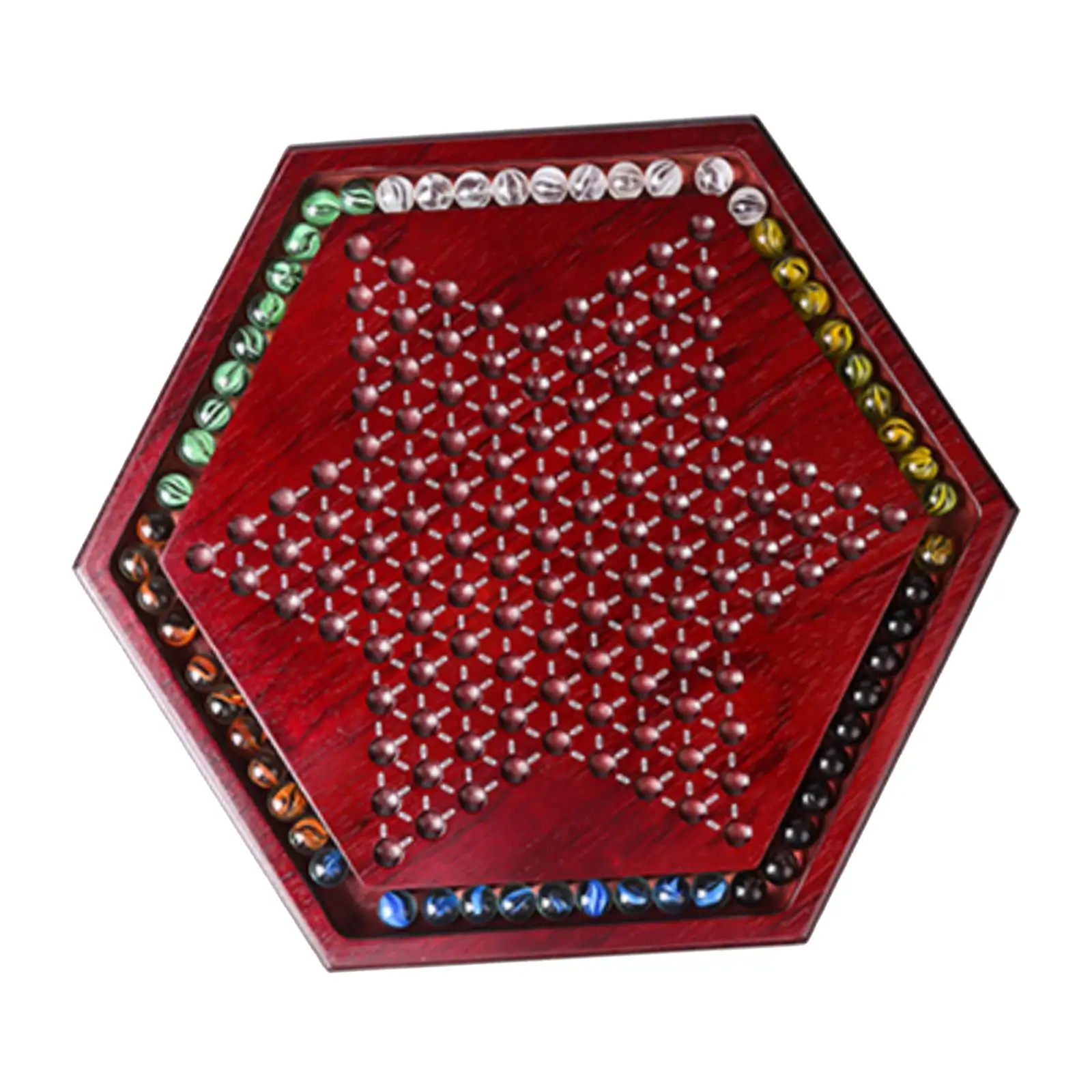 Chinese Checkers Fun Toy Set Card Slot Storage Kids Gifts for 6+ Years Old
