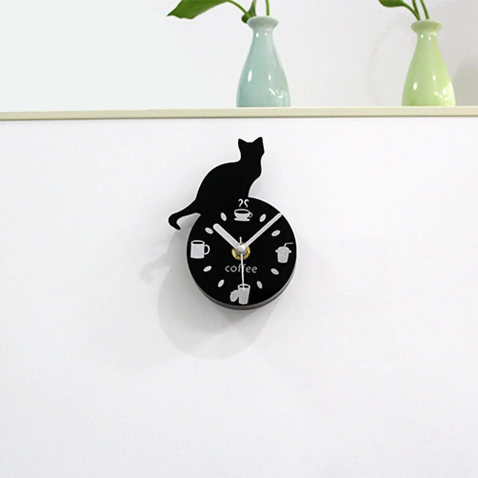 3D Refrigerator Magnet Clock Portable Decorative Fridge Stickers Hanging Climbing Cat Magnet Wall Clock for Living Room Decor